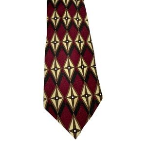 VINTAGE Ziggurat by Mulberry Necktie All Silk Made In USA Tie Burgundy & Navy